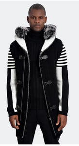 Cardigan Sweater Blk/White